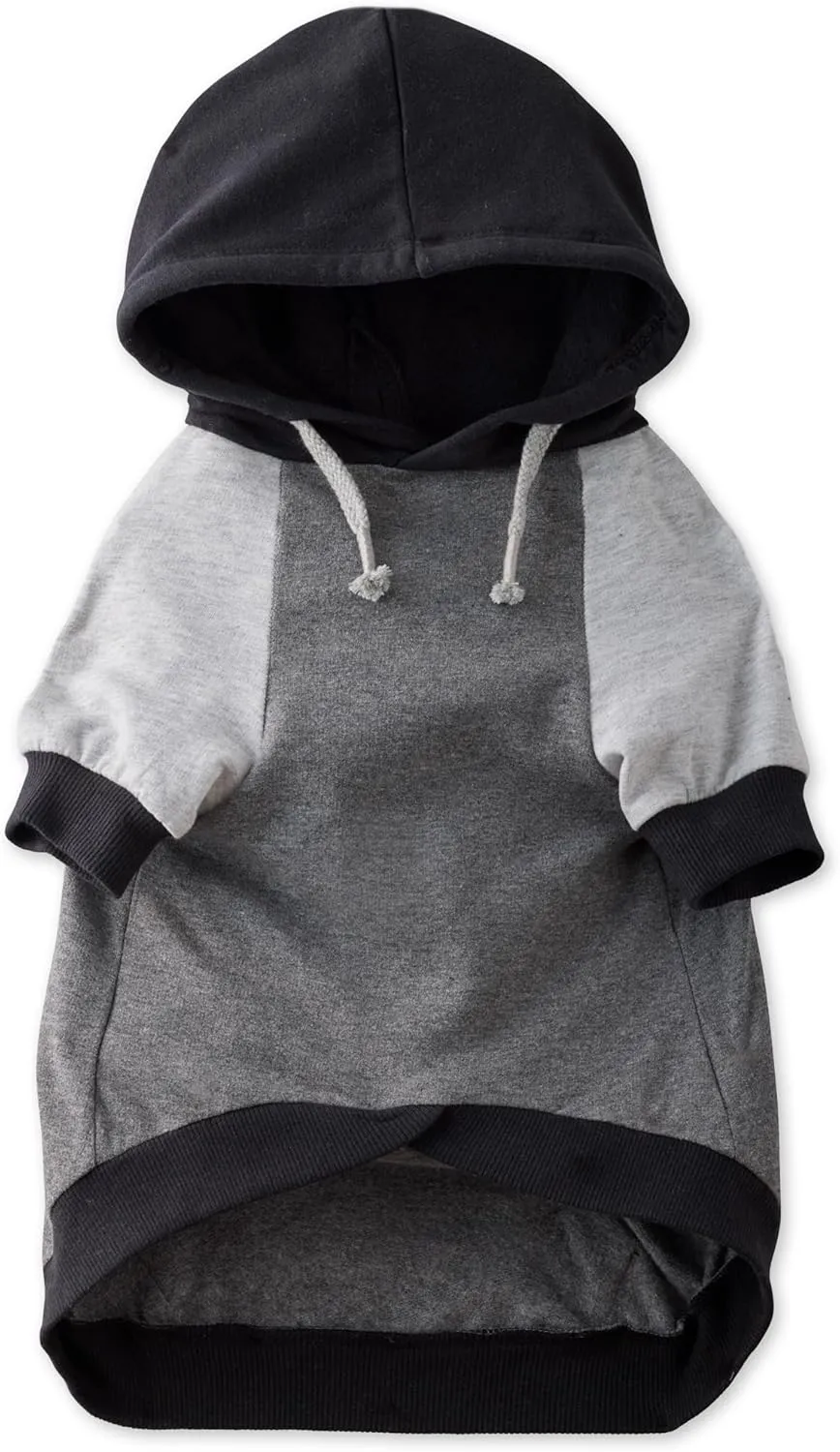 100% Organic Cotton Rocky - The Comfy Dog Hoodie Pet Coat for Small, Medium and Large Dogs, Black Color Block, Large
