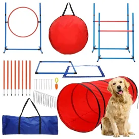 15 Piece Dog Agility Course Backyard Set  Dog Agility Training