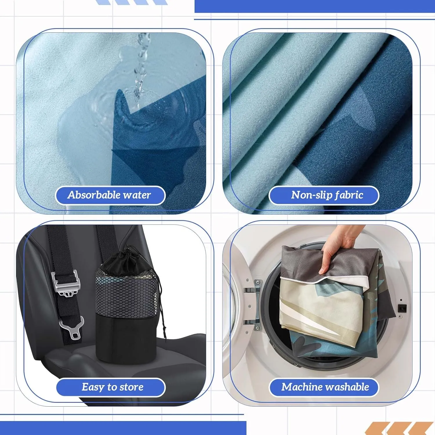2 Pack Car Seat Towel Covers with Storage Bag Seat Post Workout Sweat Washable Cover Non Slip for Car Towel for Dog Pet Workout Outdoor Sport Activities