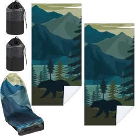 2 Pack Car Seat Towel Covers with Storage Bag Seat Post Workout Sweat Washable Cover Non Slip for Car Towel for Dog Pet Workout Outdoor Sport Activities
