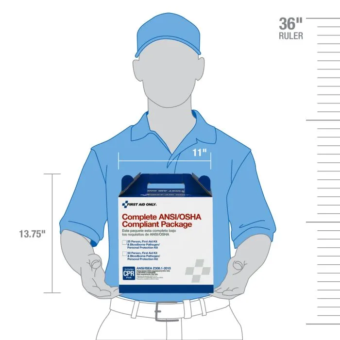 50 Person First Aid And BBP Pack, ANSI/OSHA Compliant - W-90765