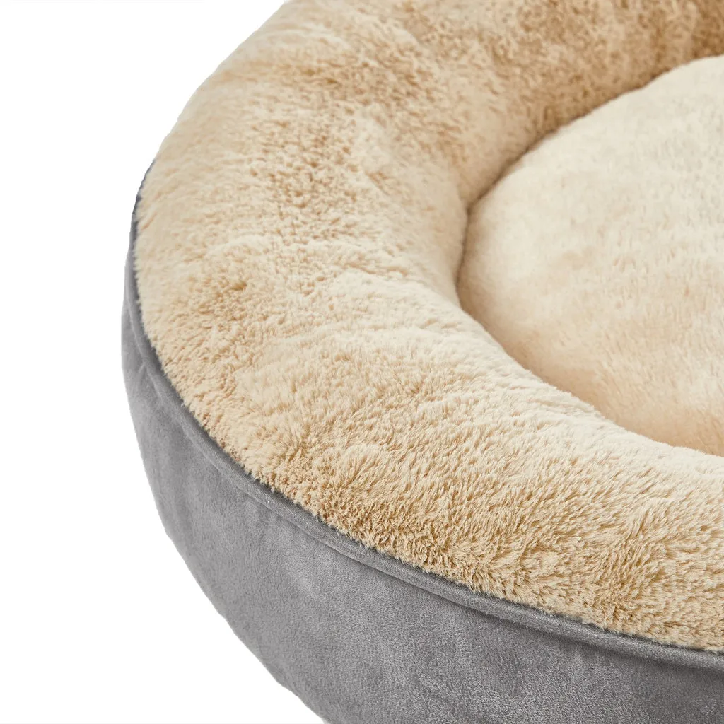 50cm Dog Sofa Bed Round Shape Fabric Light Grey5