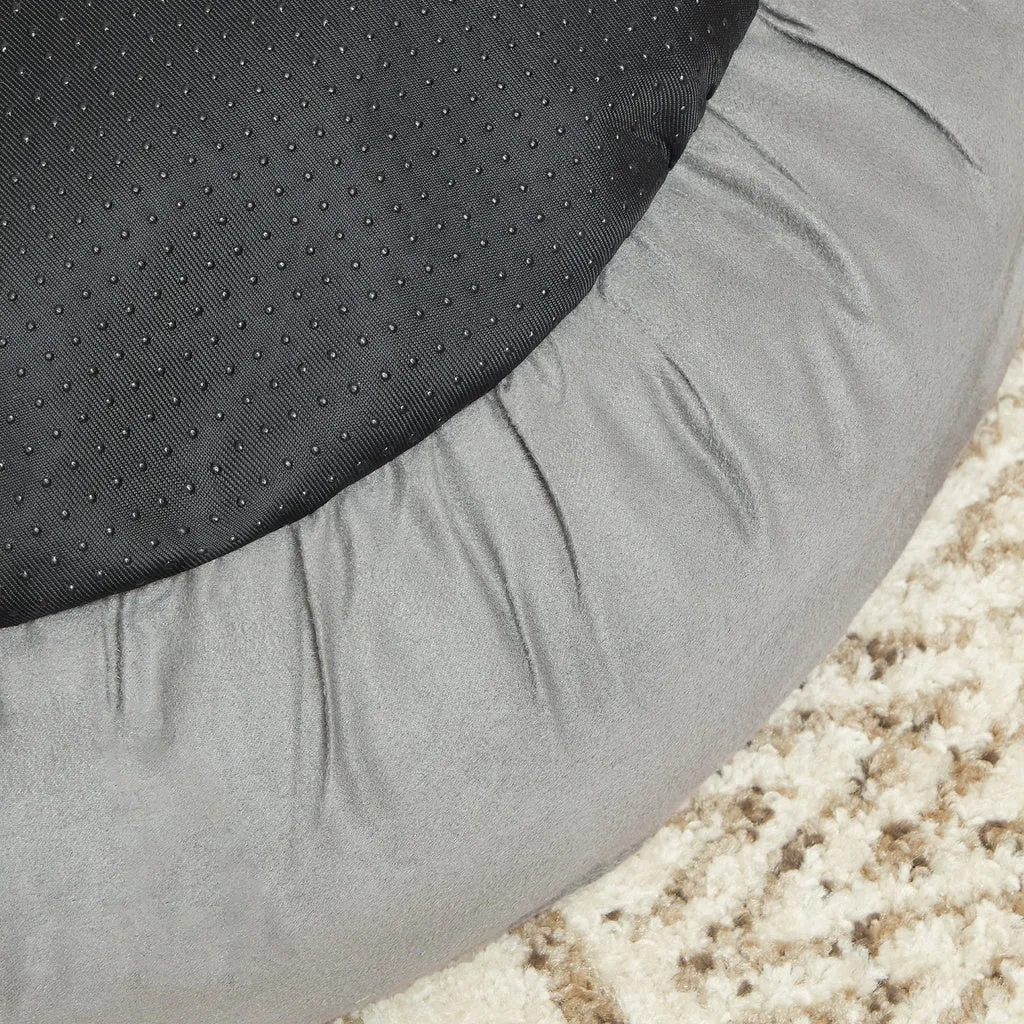 50cm Dog Sofa Bed Round Shape Fabric Light Grey5