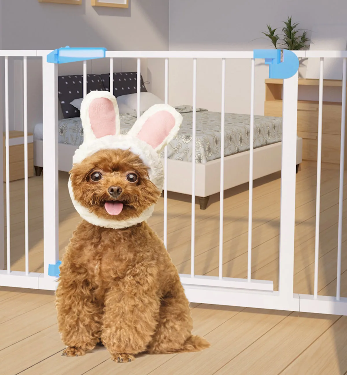Adjustable Baby Pet Child Kid Safety Security Gate Stair Barrier Door Extension Blue
