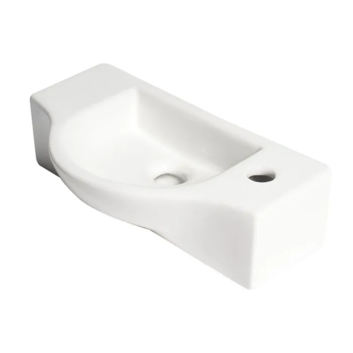 ALFI ABC114 White 18" Small Wall Mounted Ceramic Sink with Faucet Hole