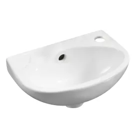 ALFI ABC118 White 14" Small Wall Mounted Ceramic Sink with Faucet Hole