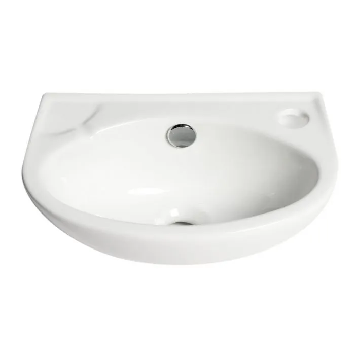 ALFI ABC118 White 14" Small Wall Mounted Ceramic Sink with Faucet Hole