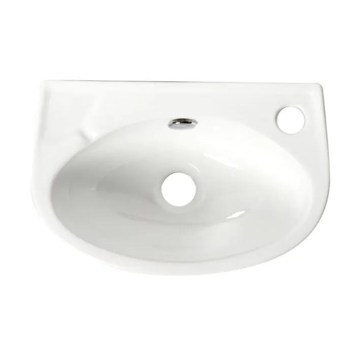 ALFI ABC118 White 14" Small Wall Mounted Ceramic Sink with Faucet Hole