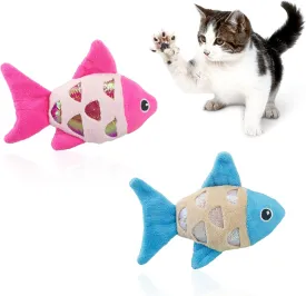 Andiker Cat Catnip Toys, 2pcs Small Cat Fish Toys with Crinkle Shine Ring Paper to Make Sound to Catch Your Cats Eyes and for Your Cats to Chew and Catch Interactive Cat Toys Indoor Cat (2PCS)