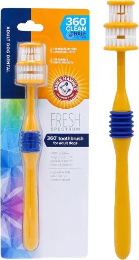 Arm & Hammer for Pets Fresh Spectrum 360 Degree Dog Toothbrush for Large Dogs | Dog Toothbrush Bristles Help Break Down Plaque and Tartars for Adult Dogs, Molars, Incisors, and All Teeth, White