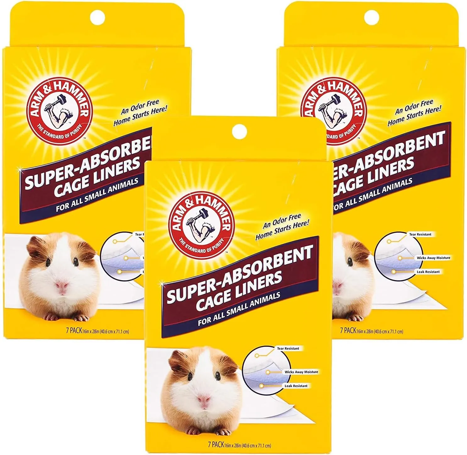 Arm & Hammer for Pets Super Absorbent Cage Liners for Guinea Pigs, Hamsters, Rabbits & All Small Animals Best Cage Liners for Small Animals (Pack of 3, 21 Count Toal)