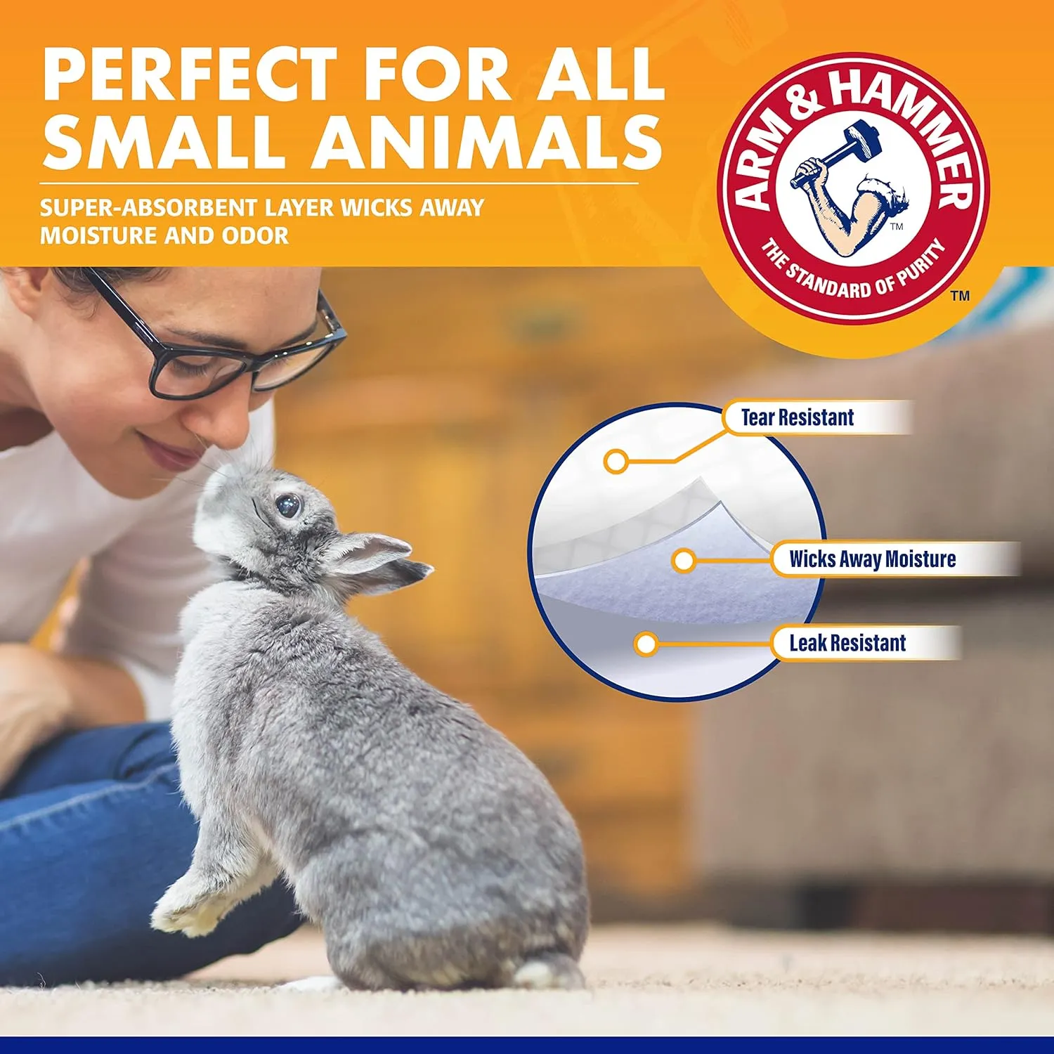 Arm & Hammer for Pets Super Absorbent Cage Liners for Guinea Pigs, Hamsters, Rabbits & All Small Animals Best Cage Liners for Small Animals (Pack of 3, 21 Count Toal)