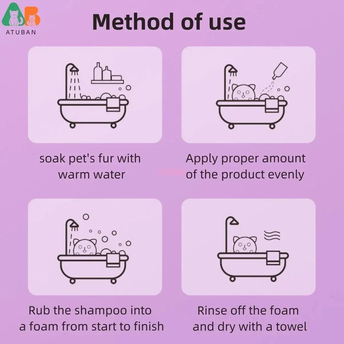 ATUBAN Dog Shampoo and Conditioner,Hypoallergenic Dog Shampoo for Smelly Dogs,Probiotic Pet Shampoo for Dogs,Royal Lavender