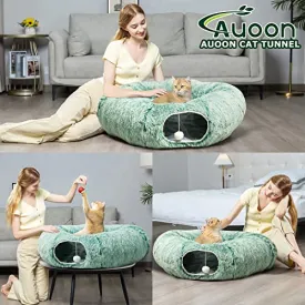 AUOON Cat Tunnel Bed with Central Mat,Big Tube Playground Toys, Kittens, Puppies, Rabbits