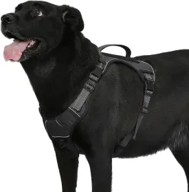 Bolux Tactical Dog Harness for Large Dogs, No Pull Adjustable, Reflective, Easy Control, Black, Large