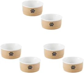 Bone Dry Ceramic Pet Bowls, Microwave & Dishwasher Safe Non-Slip Bottom for Secure Feeding with Less Mess, Small Bowl Set, 4.25x2, Taupe/Black, 2 Count (Pack of 3)
