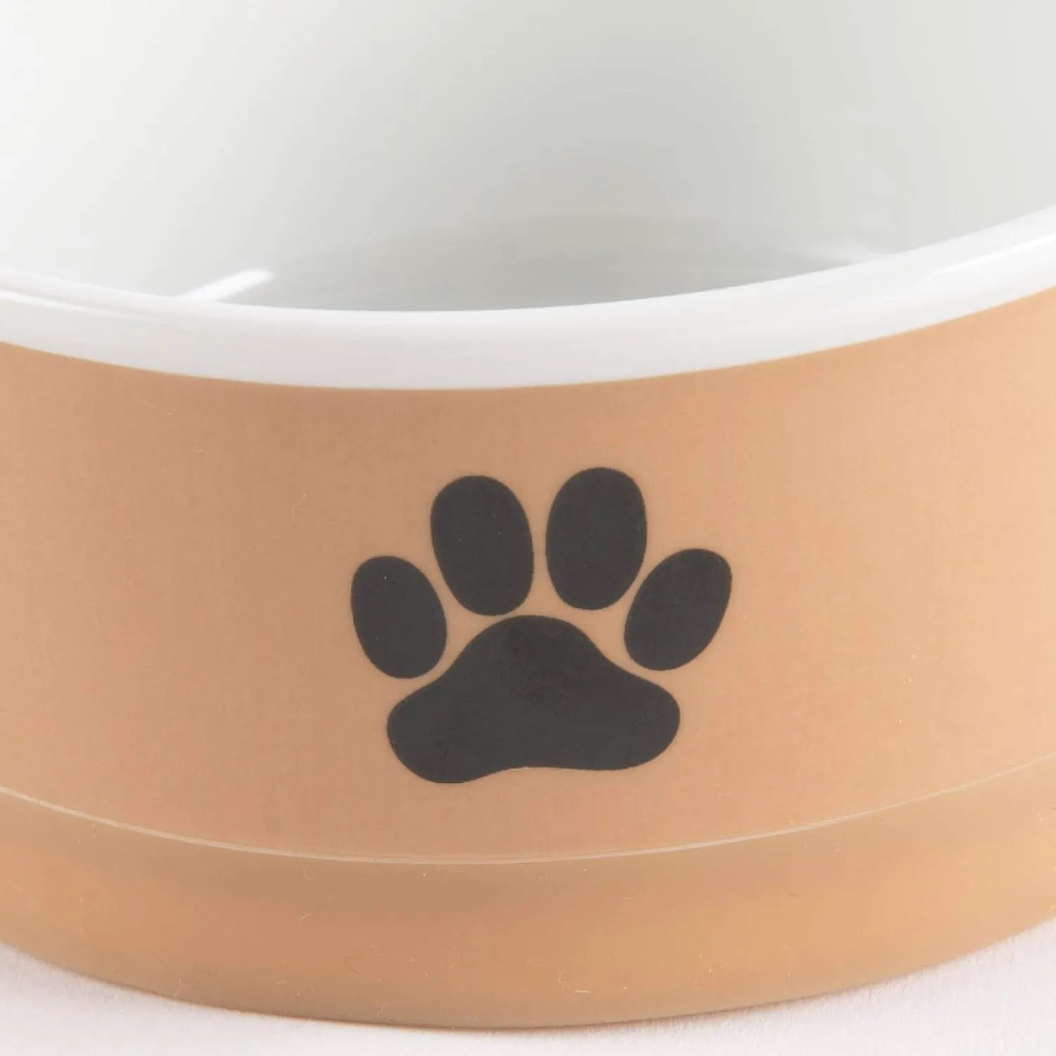 Bone Dry Ceramic Pet Bowls, Microwave & Dishwasher Safe Non-Slip Bottom for Secure Feeding with Less Mess, Small Bowl Set, 4.25x2, Taupe/Black, 2 Count (Pack of 3)