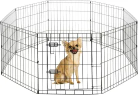 CAPHAUS 24 Inch Height Small Bold Metal Foldable Heavy-Duty Pet Playpen with Door, 8 Panels Included, Indoor/Outdoor Portable Kennel for Dogs/Animals, Exercise Fence Cage for Yard, RV, Camping