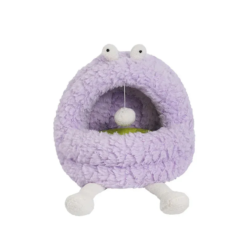 Cat Fluffy Warm Plush House Winter Wool Pet Sleep Pad Cat House Dog House Puppy Indoor Comfortable Caves Interesting Monster Shapes