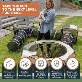Cat Tents & Tunnels - Large Indoor-Outdoor Cat Playpen Enclosure for Indoor Cats, Dogs, Kittens, Puppies, Ferrets, Bunnies & Small Animals - Enclosed Cat Run Tunnels, Catio, Condo
