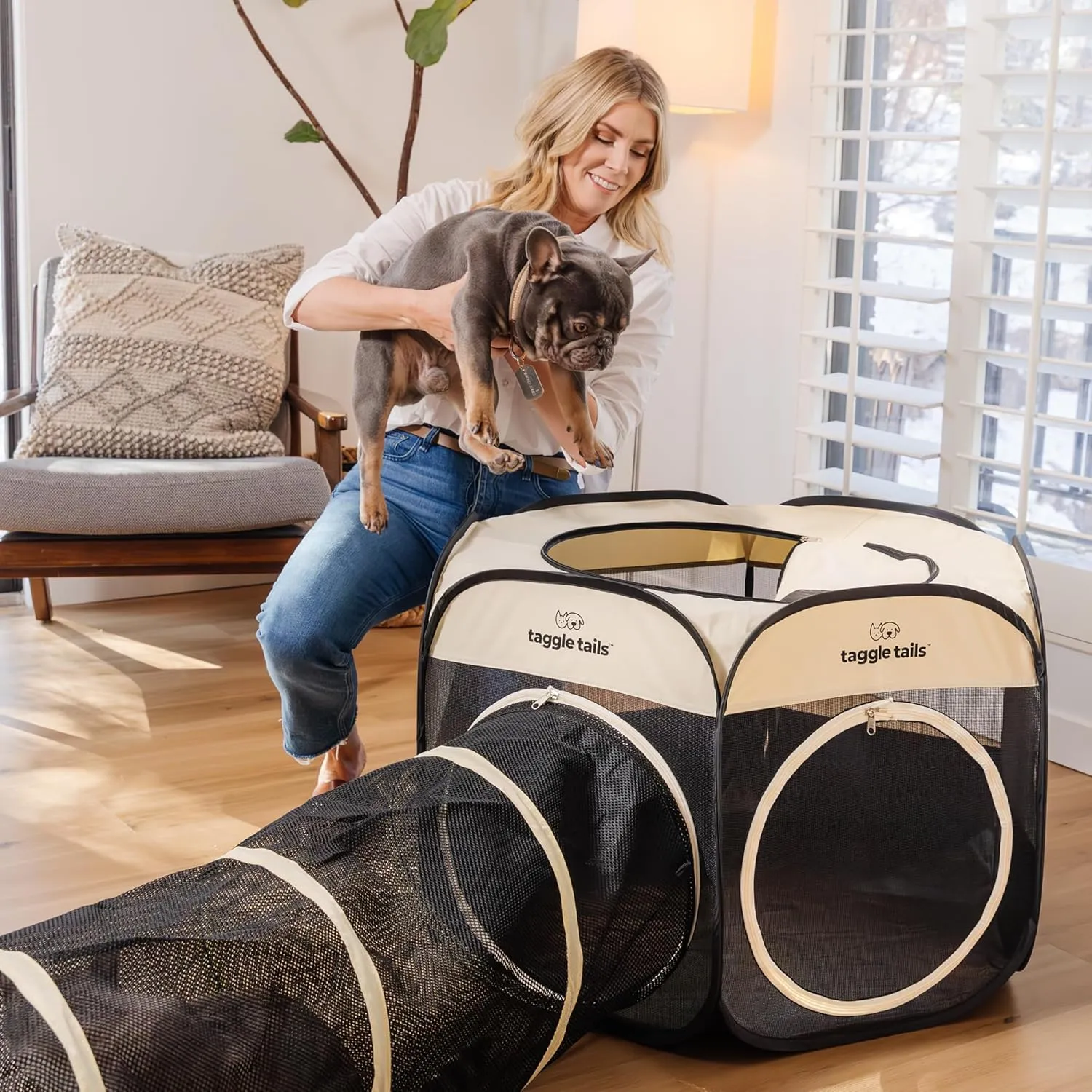 Cat Tents & Tunnels - Large Indoor-Outdoor Cat Playpen Enclosure for Indoor Cats, Dogs, Kittens, Puppies, Ferrets, Bunnies & Small Animals - Enclosed Cat Run Tunnels, Catio, Condo