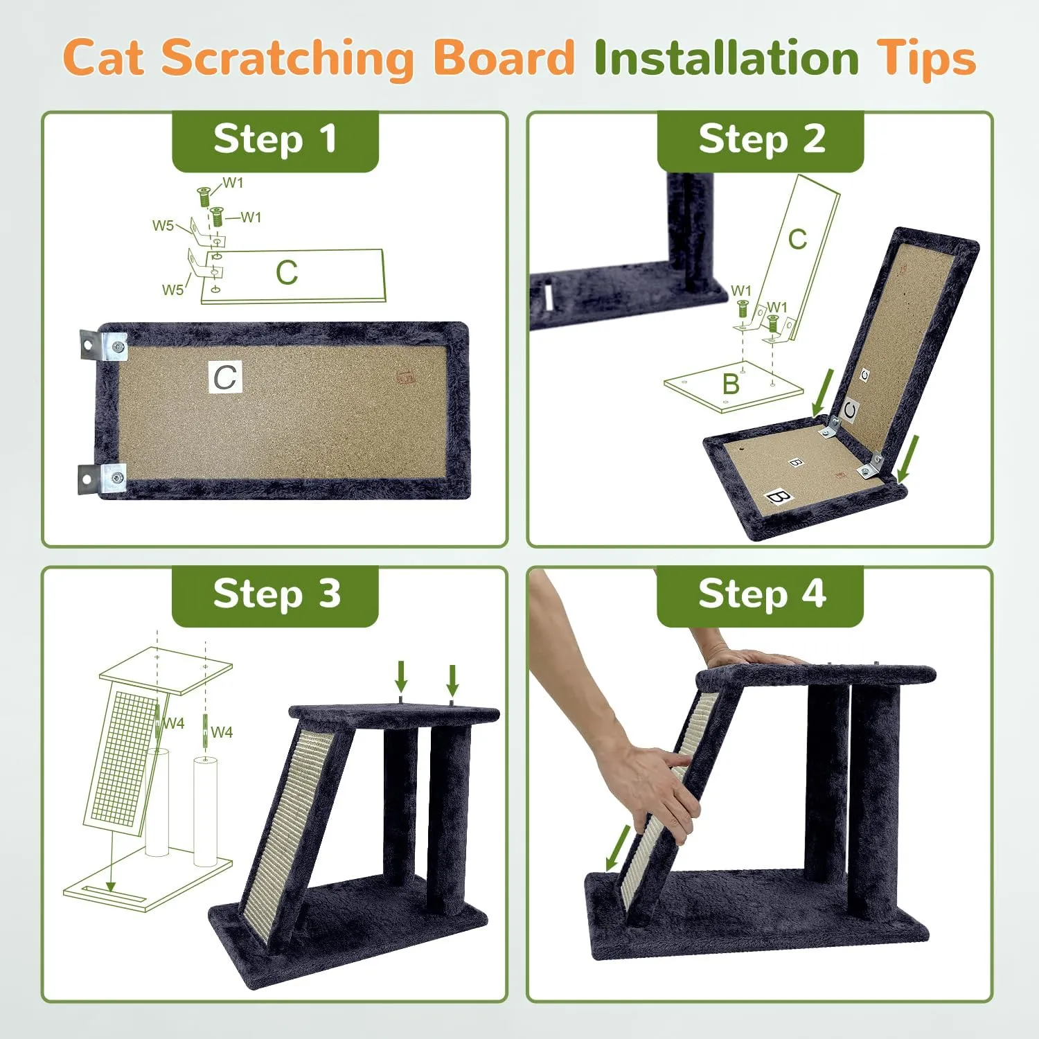 Cat Tower for Indoor Adult Cats, 50-inch Heavy Duty Cat Tree for Big Cats, Cat Tree House with Extra-Large Padded Platform, Sisal Scratching Board, 2 Large Condos, F50, Light Grey