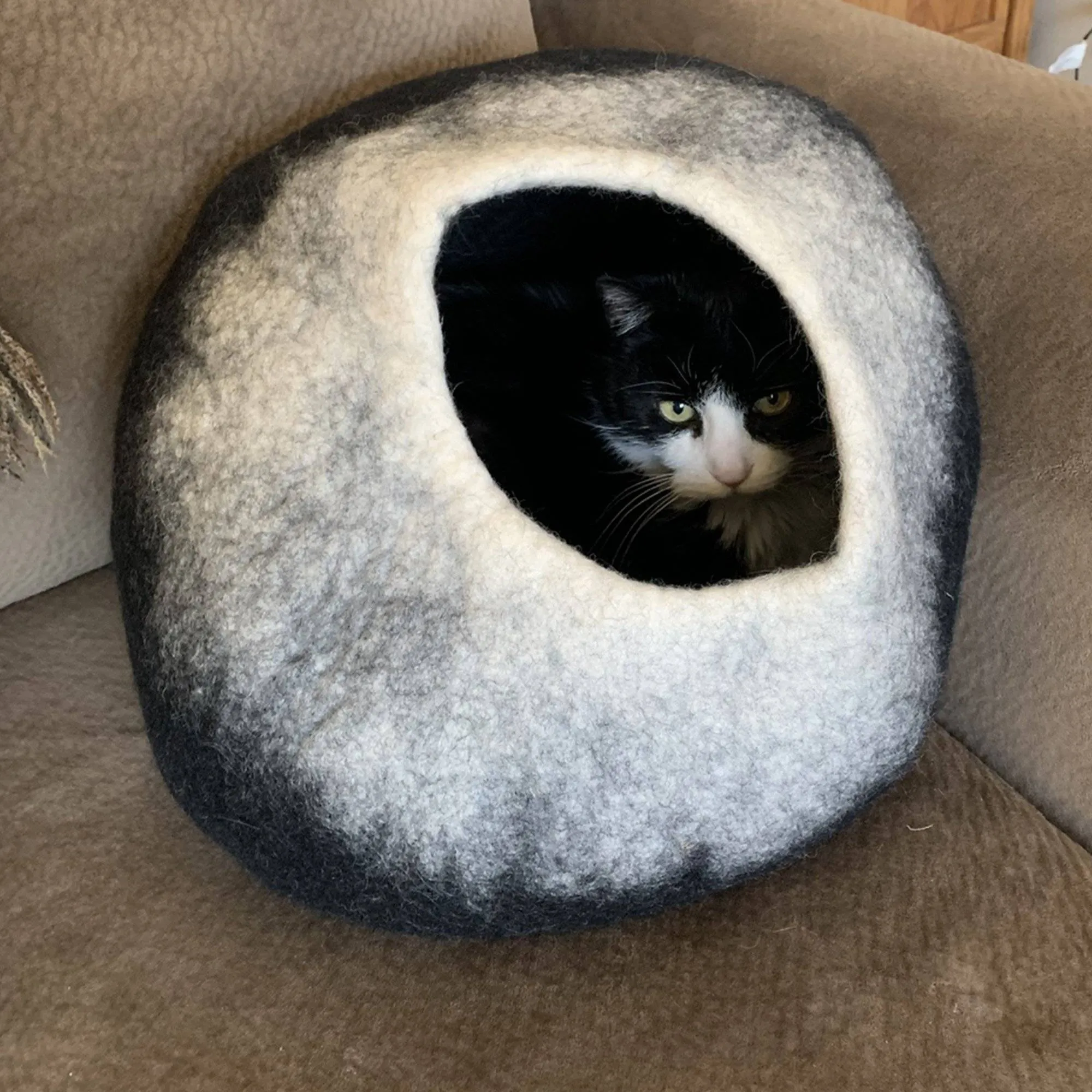 Charcoal & White Cat Cave