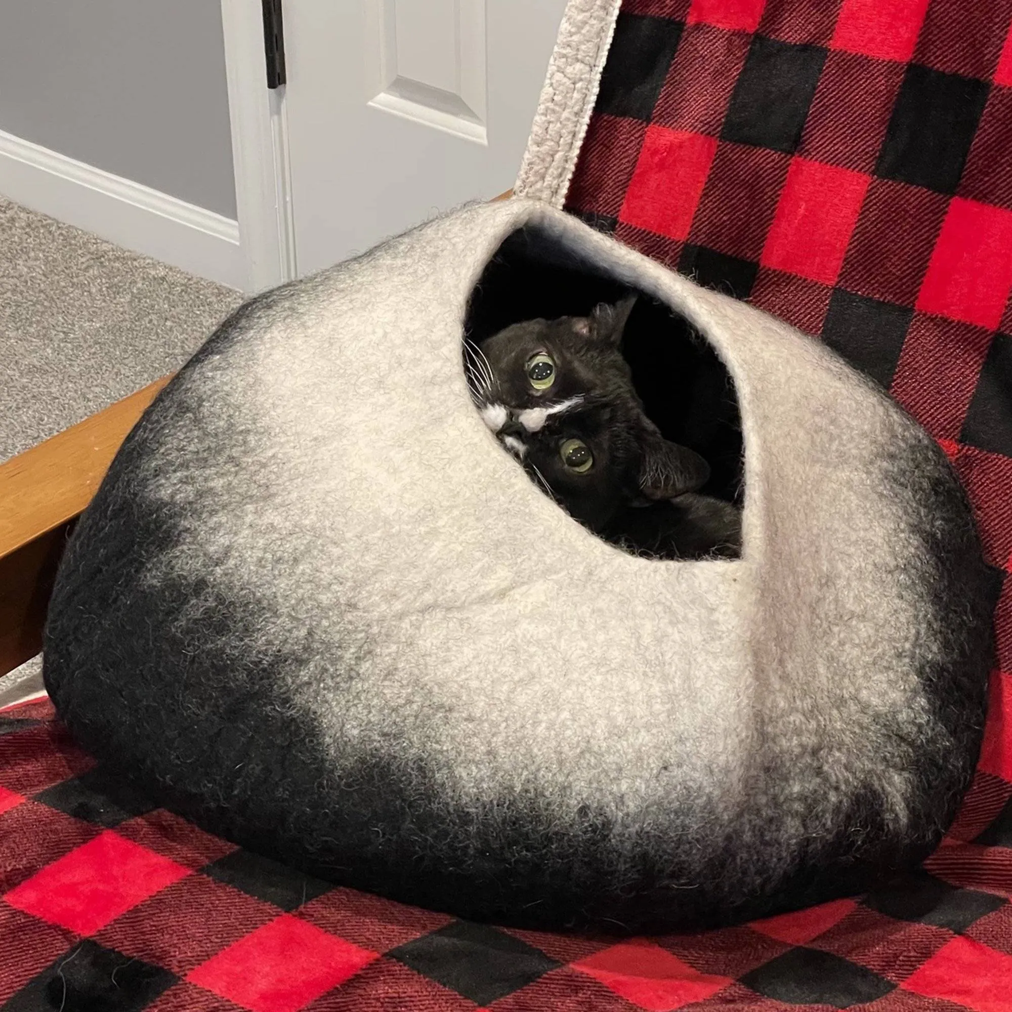 Charcoal & White Cat Cave