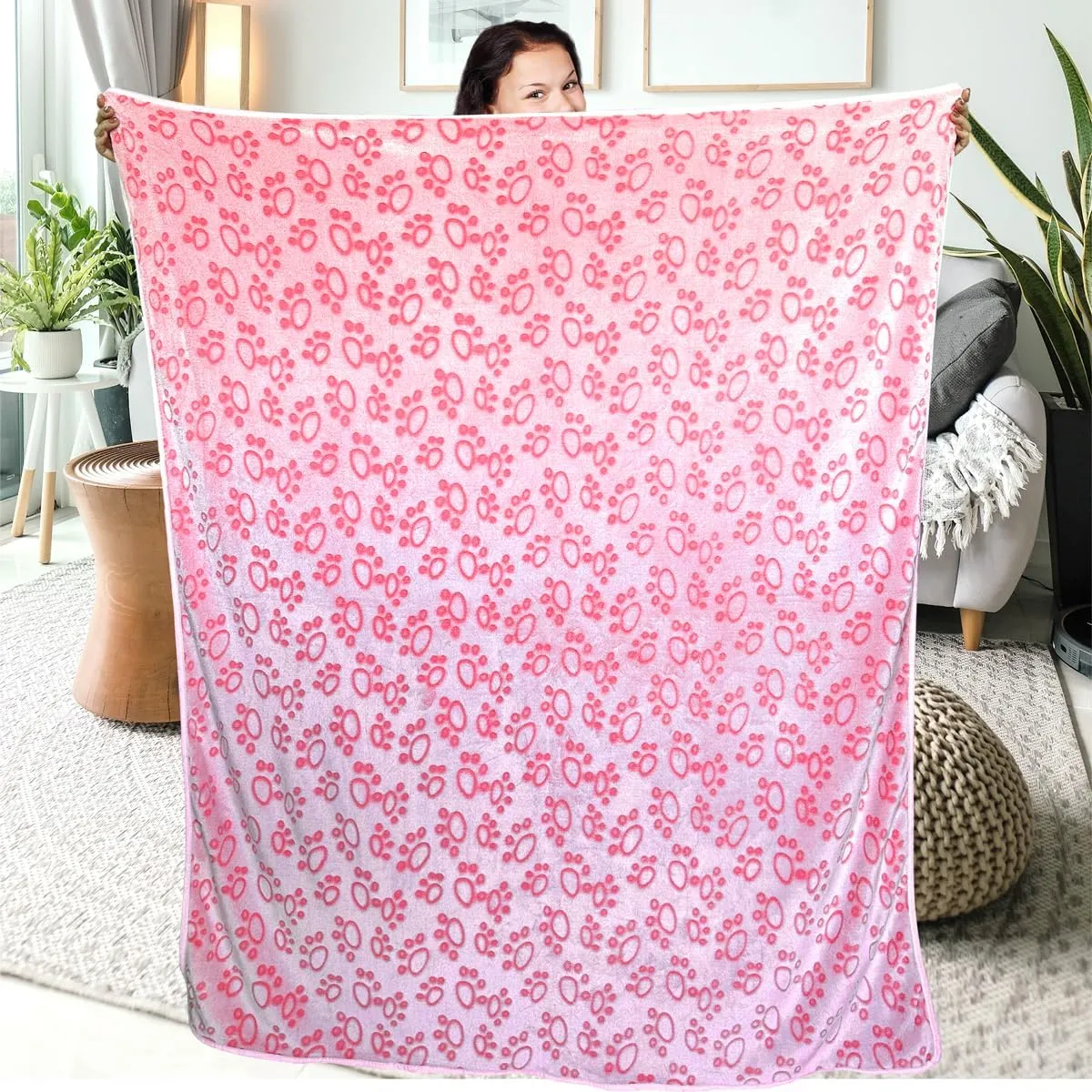 Dog Blankets for Large Dogs, 1 Pc Dog Blanket Washable, Soft Fluffy Flannel Pet Blanket Mat Cover for Bed Couch, Cute Print Puppy Blanket 60" x 50"