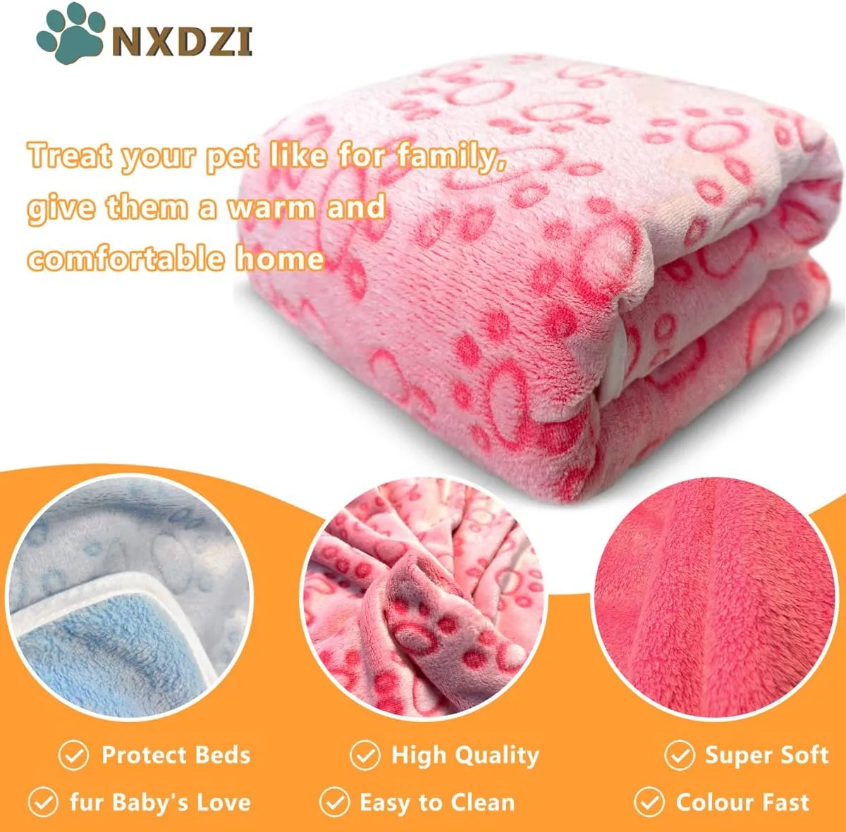 Dog Blankets for Large Dogs, 1 Pc Dog Blanket Washable, Soft Fluffy Flannel Pet Blanket Mat Cover for Bed Couch, Cute Print Puppy Blanket 60" x 50"