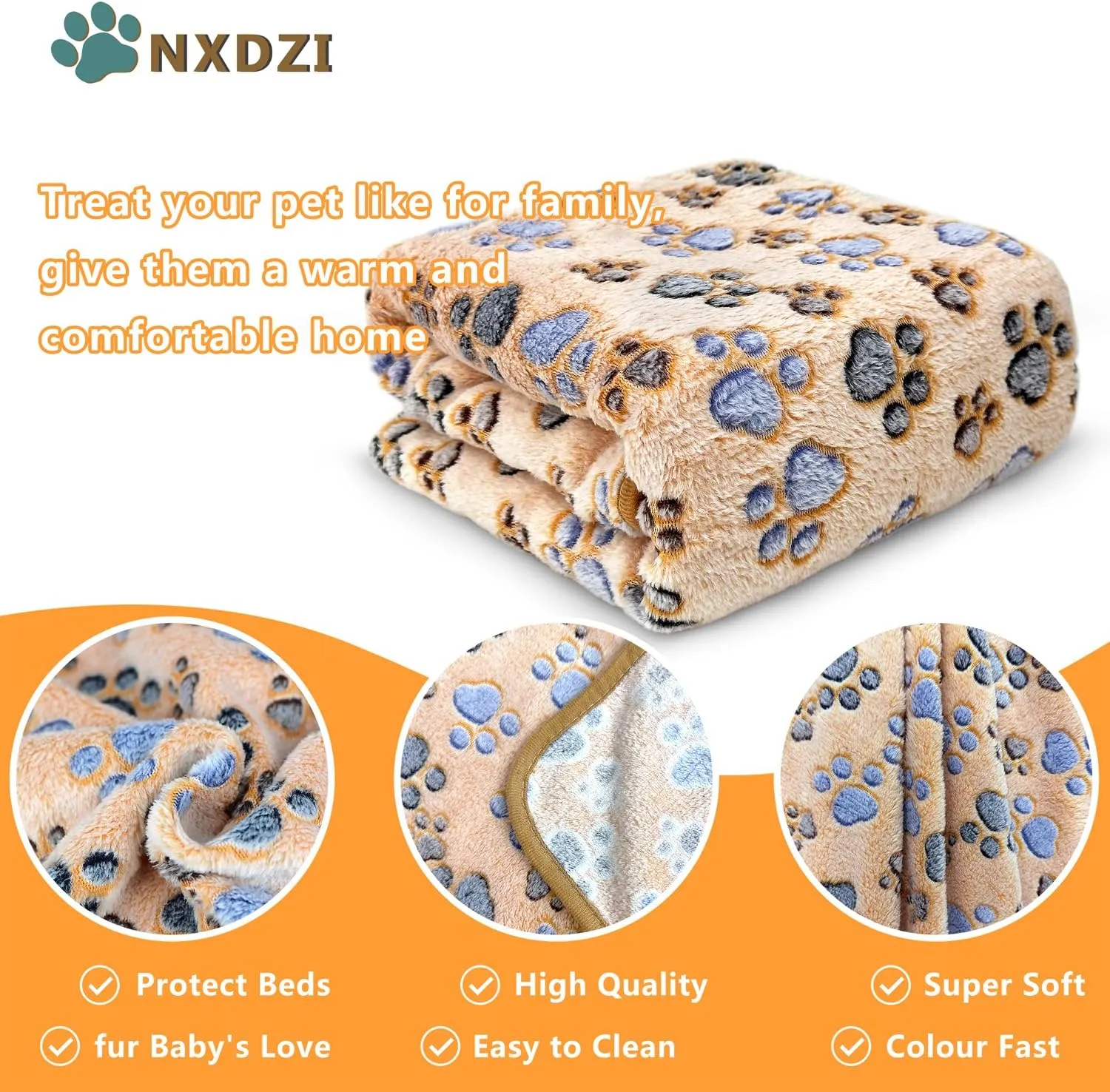Dog Blankets for Large Dogs, 1 Pc Dog Blanket Washable, Soft Fluffy Flannel Pet Blanket Mat Cover for Bed Couch, Cute Print Puppy Blanket 60" x 50"