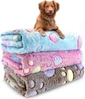 Dog Blankets Washable, 3 Pack Dog Blanket Washable 30" x 20", Fuzzy Soft Pet Mat Throw Cover for Kennel Crate Bed, Blankets for Dogs, Pet Blanket