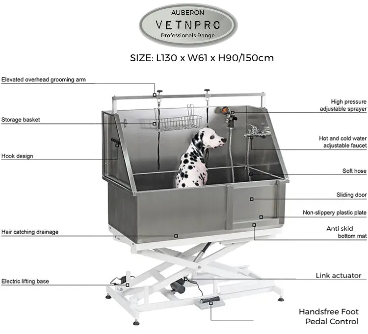 Dog grooming Electric Lift stainless steel pro range Bath Tub Medium 130cm many features!