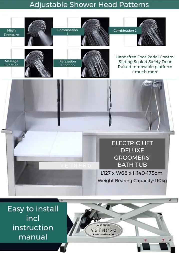 Dog grooming Electric Lift stainless steel pro range Bath Tub Medium 130cm many features!