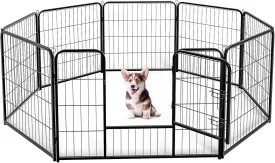 Dog Playpen, Puppy Fence for Yard, Camping, RV, Indoor/Outdoor Use, 24-Inch 8-Panel Exercise Pen for Small/Medium Pets