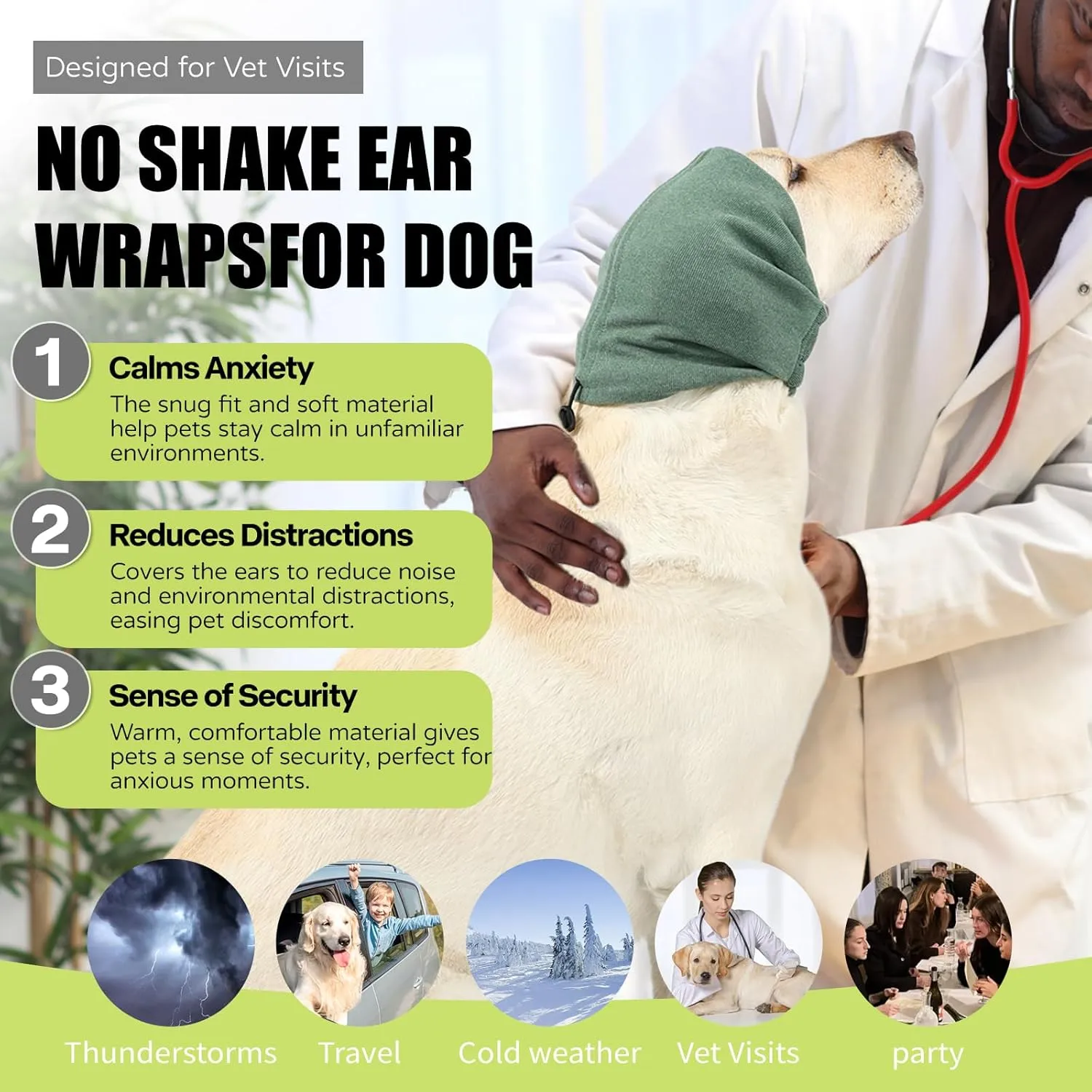 Dog Reducing Noise Hoodie, Ear Covers for Bath, Thunderstorms, Dog Anxiety Relief Hoodie