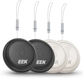 EEK Air Tag, Smart Tracker, 4 Pack, Item Finder for Apple Find My (iOS only), Replaceable Battery, Waterproof, Tracking Tags for Luggage, Pets, Wallet, Keys, White Black