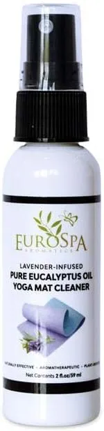 EuroSpa Aromatics Lavender Infused Pure Eucalyptus Oil Yoga Mat Cleaner & Deodorizer, Plant-Derived- Premium Aromatherapeutic & Relaxing Essential Oil Spray - 2oz