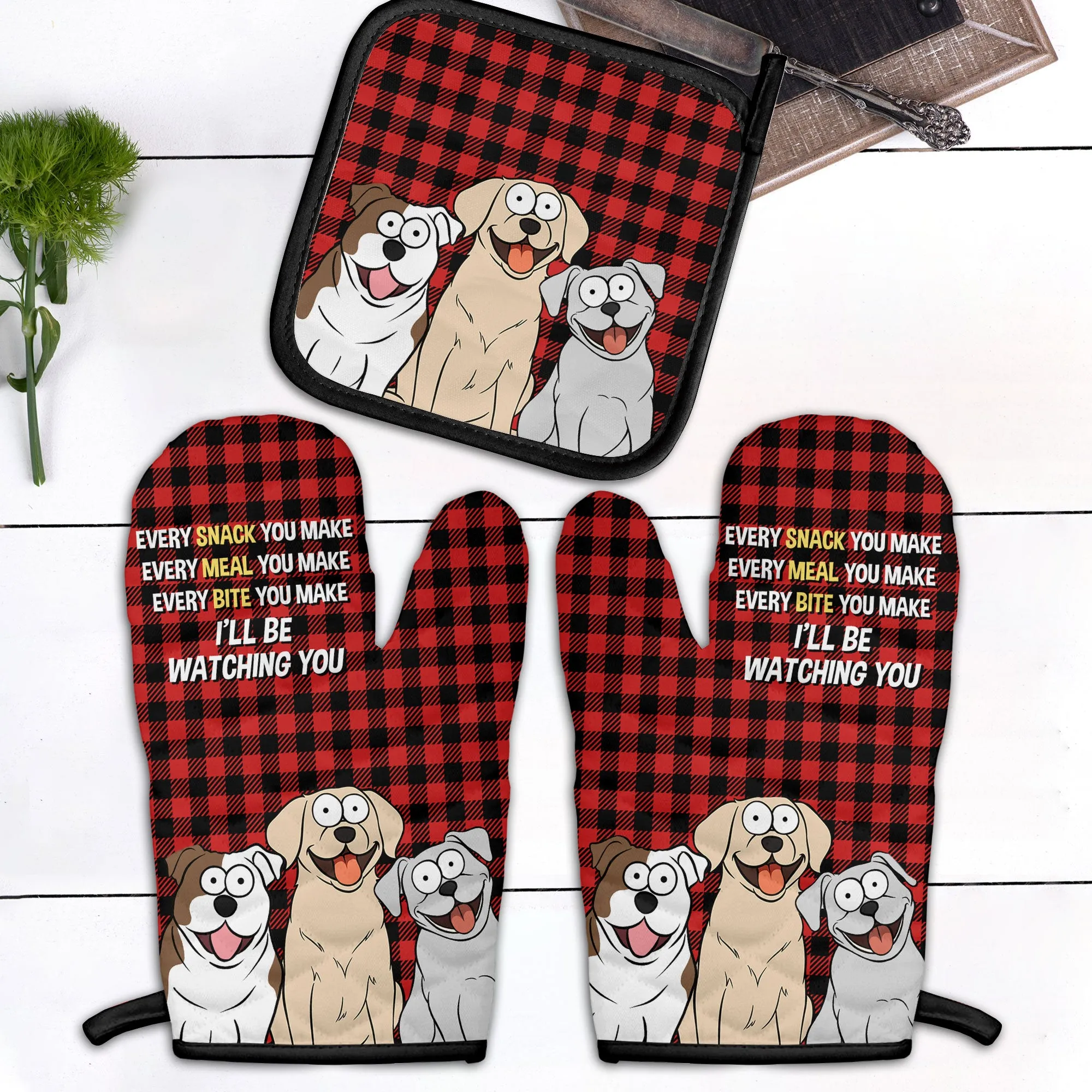 Every Snack You Make Every Meal You Make - Personalized Oven Mitts And Pot Holder