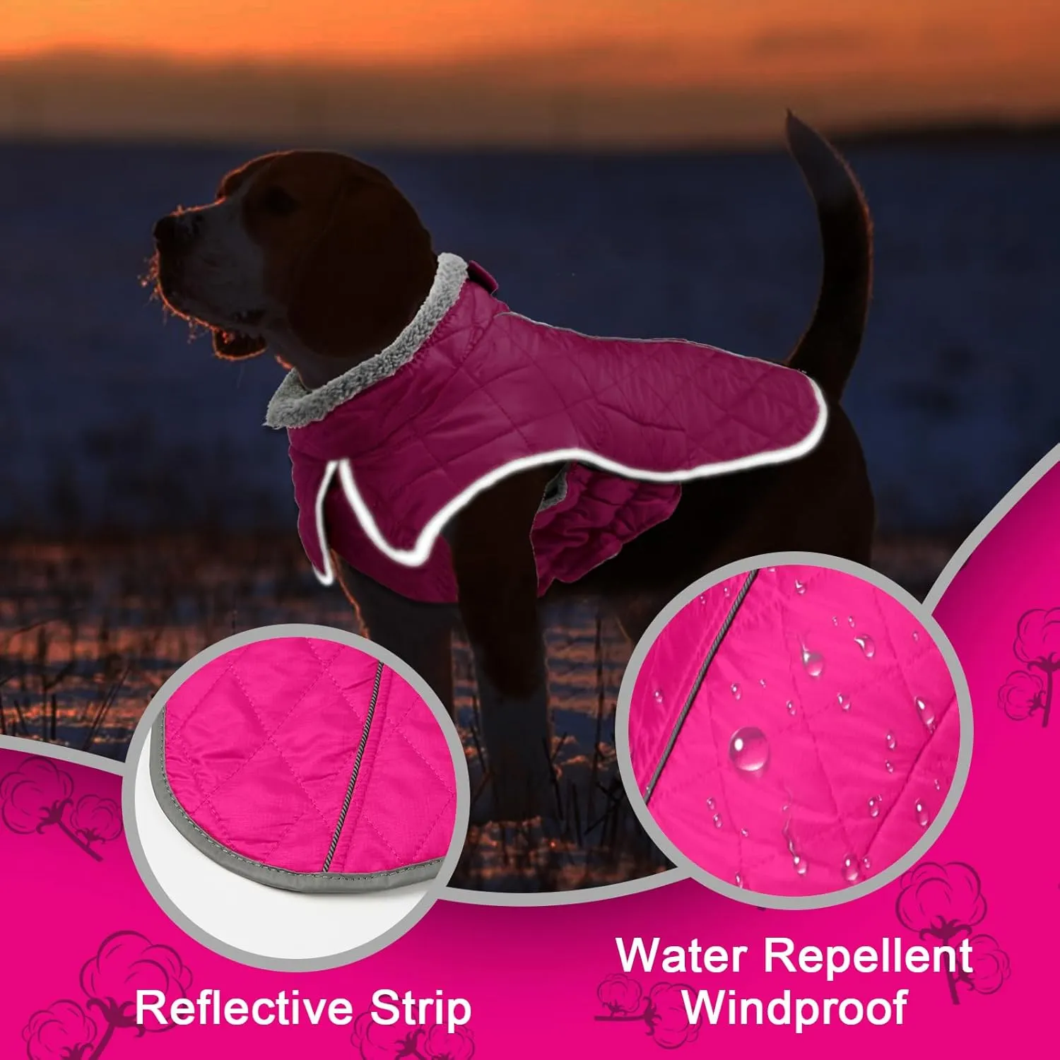 Fragralley Waterproof Windproof Winter Coat for Dogs, Reflective Cold Weather Jacket With Harness Hole, Warm Fleece Vest for Small Medium Large Puppies, Ideal Gift