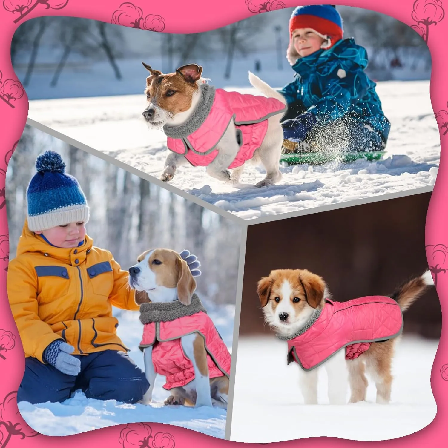 Fragralley Waterproof Windproof Winter Coat for Dogs, Reflective Cold Weather Jacket With Harness Hole, Warm Fleece Vest for Small Medium Large Puppies, Ideal Gift