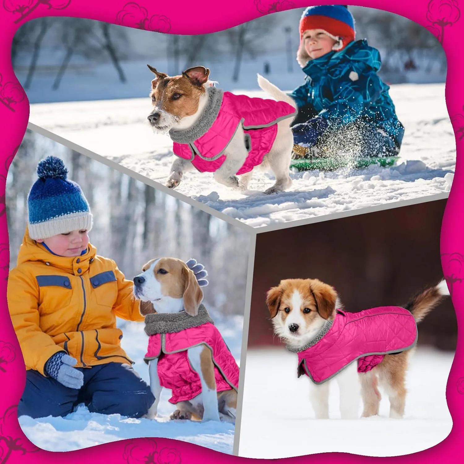 Fragralley Waterproof Windproof Winter Coat for Dogs, Reflective Cold Weather Jacket With Harness Hole, Warm Fleece Vest for Small Medium Large Puppies, Ideal Gift