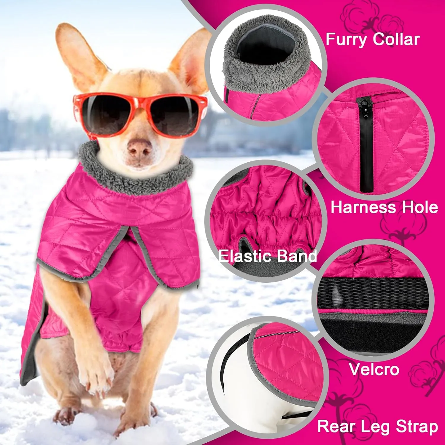 Fragralley Waterproof Windproof Winter Coat for Dogs, Reflective Cold Weather Jacket With Harness Hole, Warm Fleece Vest for Small Medium Large Puppies, Ideal Gift