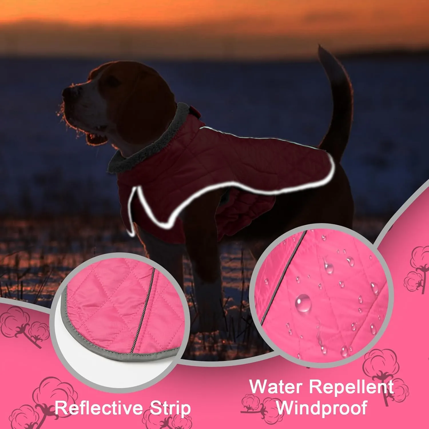 Fragralley Waterproof Windproof Winter Coat for Dogs, Reflective Cold Weather Jacket With Harness Hole, Warm Fleece Vest for Small Medium Large Puppies, Ideal Gift