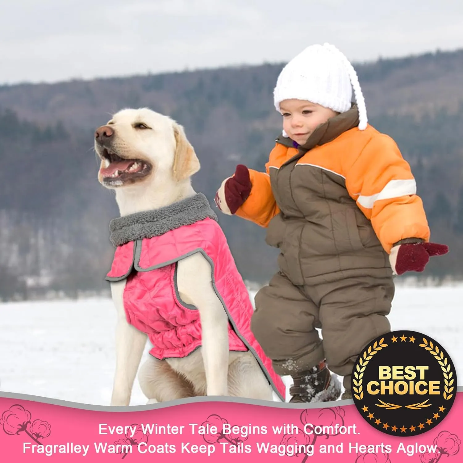Fragralley Waterproof Windproof Winter Coat for Dogs, Reflective Cold Weather Jacket With Harness Hole, Warm Fleece Vest for Small Medium Large Puppies, Ideal Gift