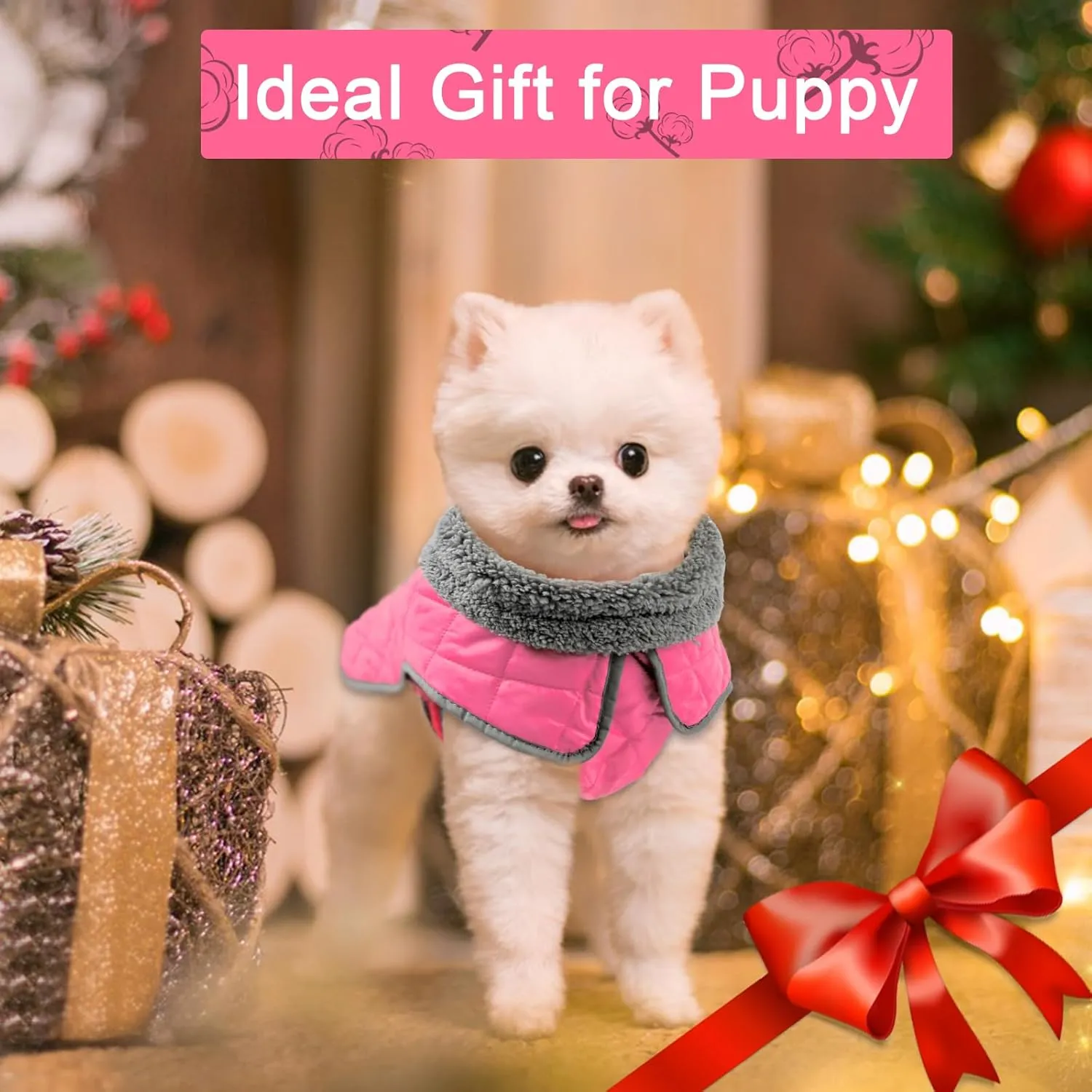 Fragralley Waterproof Windproof Winter Coat for Dogs, Reflective Cold Weather Jacket With Harness Hole, Warm Fleece Vest for Small Medium Large Puppies, Ideal Gift