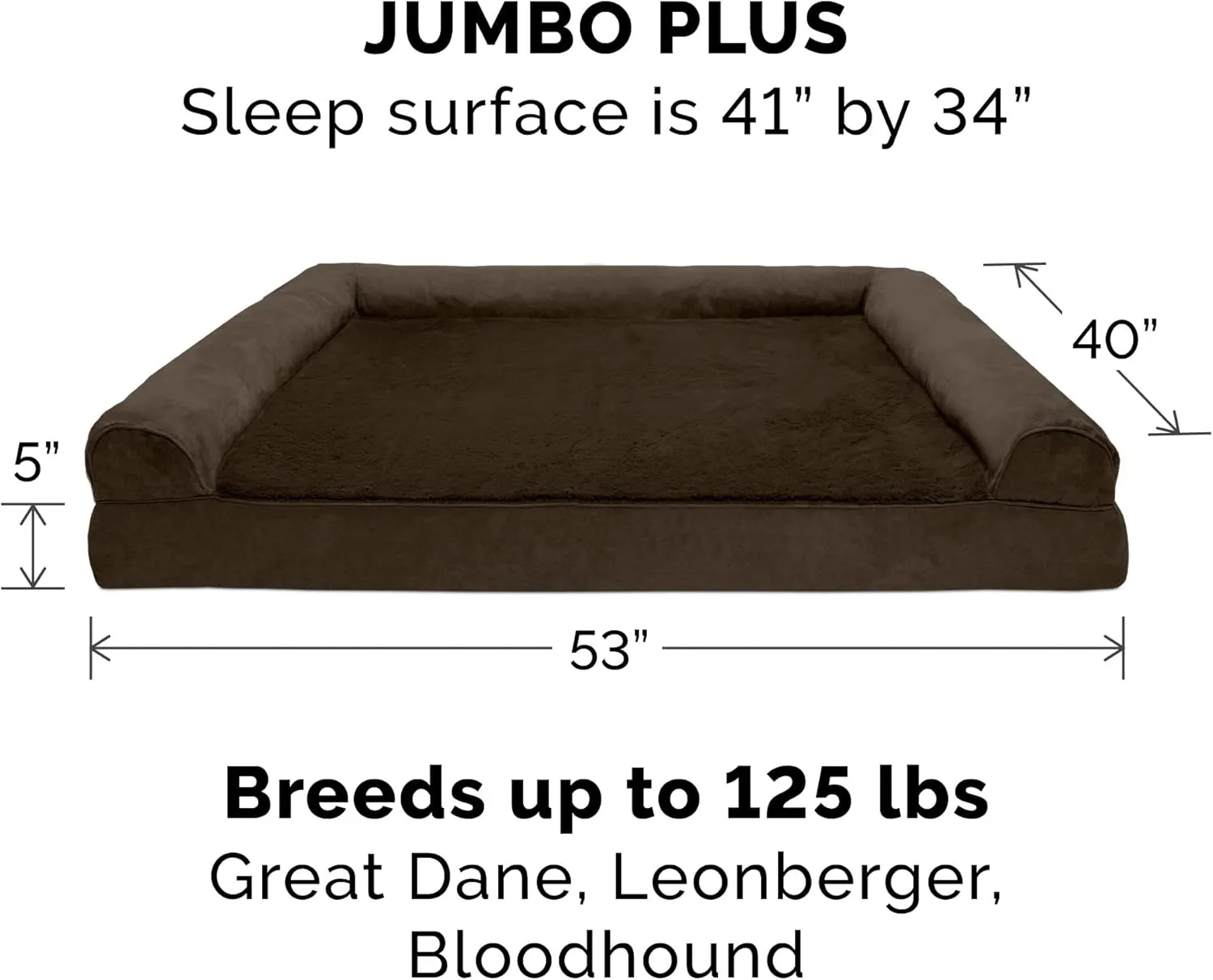 Furhaven Replacement Dog Bed Cover Plush & Suede Sofa-Style, Machine Washable - Espresso, Jumbo Plus (XX-Large)