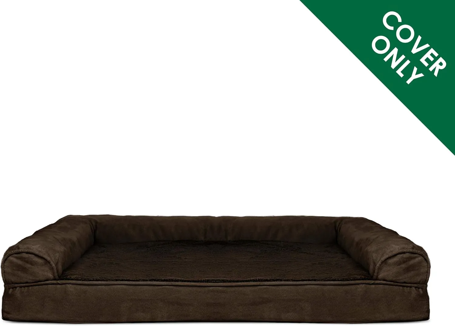 Furhaven Replacement Dog Bed Cover Plush & Suede Sofa-Style, Machine Washable - Espresso, Jumbo Plus (XX-Large)