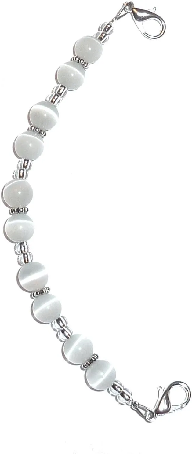Hidden Hollow Beads Women's 6.5 or 5.5 inch Medical Alert ID Interchangeable Replacement Bracelet, Identification vital info tag (White, 6.5 Inches)