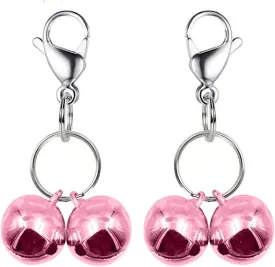 IVIA PET4 Sets Cat Bell for Dog Collar Charm Training Pet Pendant Accessories with 2 Pack Stainless Steel Dog Tag Clips(2 Small Pink)